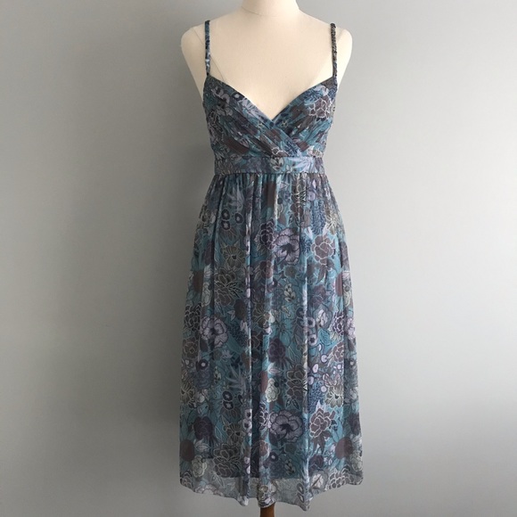 SABA Floral 100% Silk Strappy Midi Dress - Picture 2 of 13